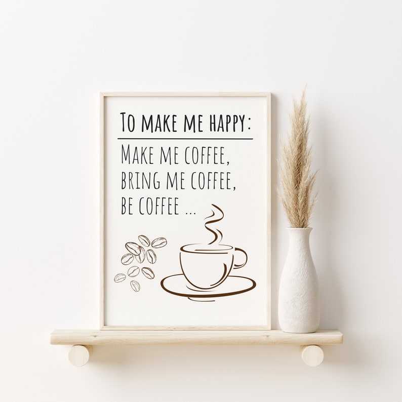 Coffee Art Print, Digital Kitchen Wall Art, Coffee Bar Decoration, Coffee Poster, Room Decor