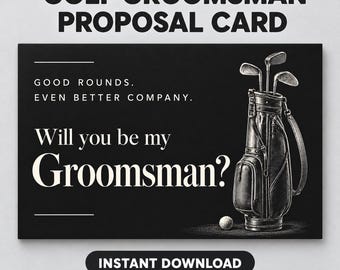 Biglietto di proposta per testimone di nozze da golf "Vuoi essere il mio testimone di nozze?" Stampabile, formato 4x6, download digitale per amici golfisti