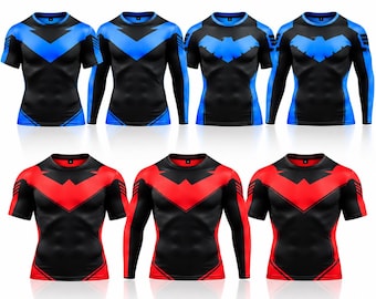 Night Wing Long Sleeve Batmn Compression Shirt, Superhero Inspired Rash Guard, Long Sleeve Top, MMA Training Sportswear,  Athletic Shirt