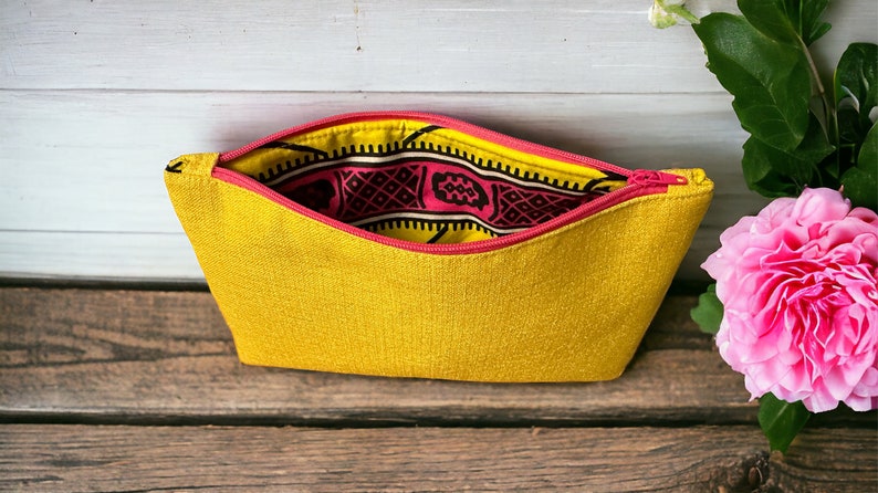 Wax wedding pouch, pink wedding pouch, yellow wedding pouch, evening pouch, wax pouch, wax fabric, wedding guest image 5