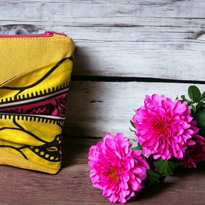 Wax wedding pouch, pink wedding pouch, yellow wedding pouch, evening pouch, wax pouch, wax fabric, wedding guest image 3