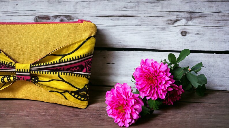 Wax wedding pouch, pink wedding pouch, yellow wedding pouch, evening pouch, wax pouch, wax fabric, wedding guest image 3