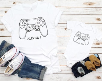 Player 1 and Player 2 Matching Shirt, Father's Day Shirt, Gamer Dad and Kid Shirts, Father & Son Gaming Shirt, Father's Day Gift for New Dad