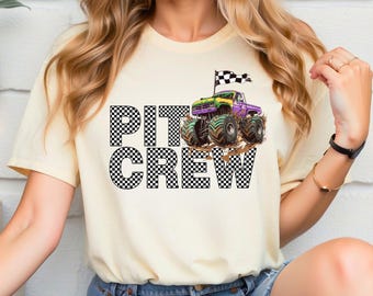 Camiseta de Monster Truck de Pit Crew, camisetas de cumpleaños para niños, conjuntos familiares a juego para mamá, papá, hermano y hermana, regalo de cumpleaños personalizado para fiesta de carreras