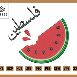 Palästina Wassermelone Stickdatei, Palästina Maschinenstickerei, Stickdatei, Stickmuster