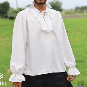 Medieval Viking Larp Mens Tunic, Renaissance Fair Aesthetic Pirate Shirt, Viking Cosplay Vintage Style Shirt, Ren Faire Long Sleeves Tunic