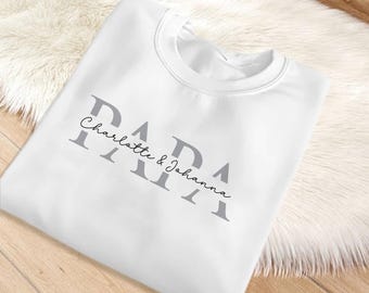Sudadera personalizada para papá con nombre de niño, regalo para el Día del Padre, camisetas para anunciar a papá y mamá, camisetas geniales para papá, regalos personalizados.