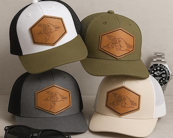 Custom Dad Hat with Kids' Names, Personalized Fist Bump Patch Hat, Father's Day Gift for Dad, New Dad Cap, Daddy and Son Matching Hat Gift