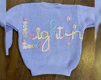 Pull personnalisé avec prénom brodé pour bébé, pull aux couleurs confortables brodé à la main, pull pour bébé avec nom, cadeaux de baby shower