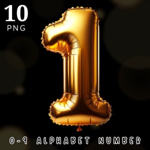 Gold glänzendes Ballon Alphabet Zahlen Buchstaben Set, Folienballon Zahlen 0 bis 9, Goldene Buchstaben, Alphabet Folienballon PNG