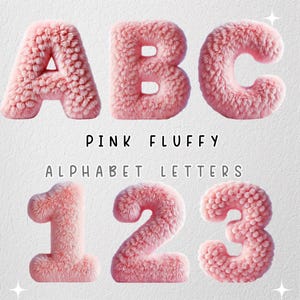 Alfabeto Rosa Fofo, Clipart de Marcos para Bebês, Letras Fofas, Decoração de Quarto de Bebê, Fonte Peluda, Letras do Alfabeto para Imprimir