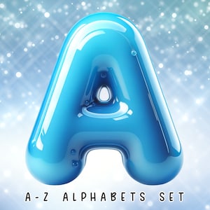 Set alfabeto frizzante blu 3D, lettere 3D di gomma da masticare dalla A alla Z, monogramma, doodle, sublimazione, lettere dell'alfabeto stampabili, alfabeto gonfiato