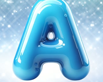 Blue Bubblegum Alphabet Set: 3D Bubbly Letters (Digital Download)