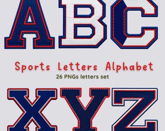 Varsity Letters Alphabet PNG Printable Font Sublimation Designs Digital Download