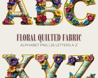 Floral Quilted Alphabet | 3D Flower Letter PNG (Digital Download)