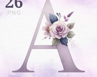Purple Floral Alphabet Letter S Clipart, PNG Instant Download File ...