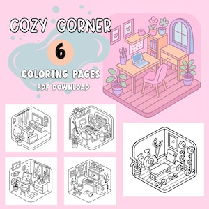 Cozy Hobby Room Coloring Pages: Easy Designs for Adults & Kids (PDF Download)