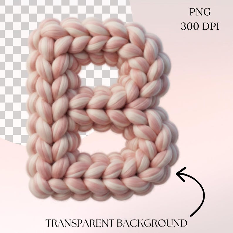 Pink Chunky Knit Alphabet PNG | Braided Wool Letters | Pastel Digital ...