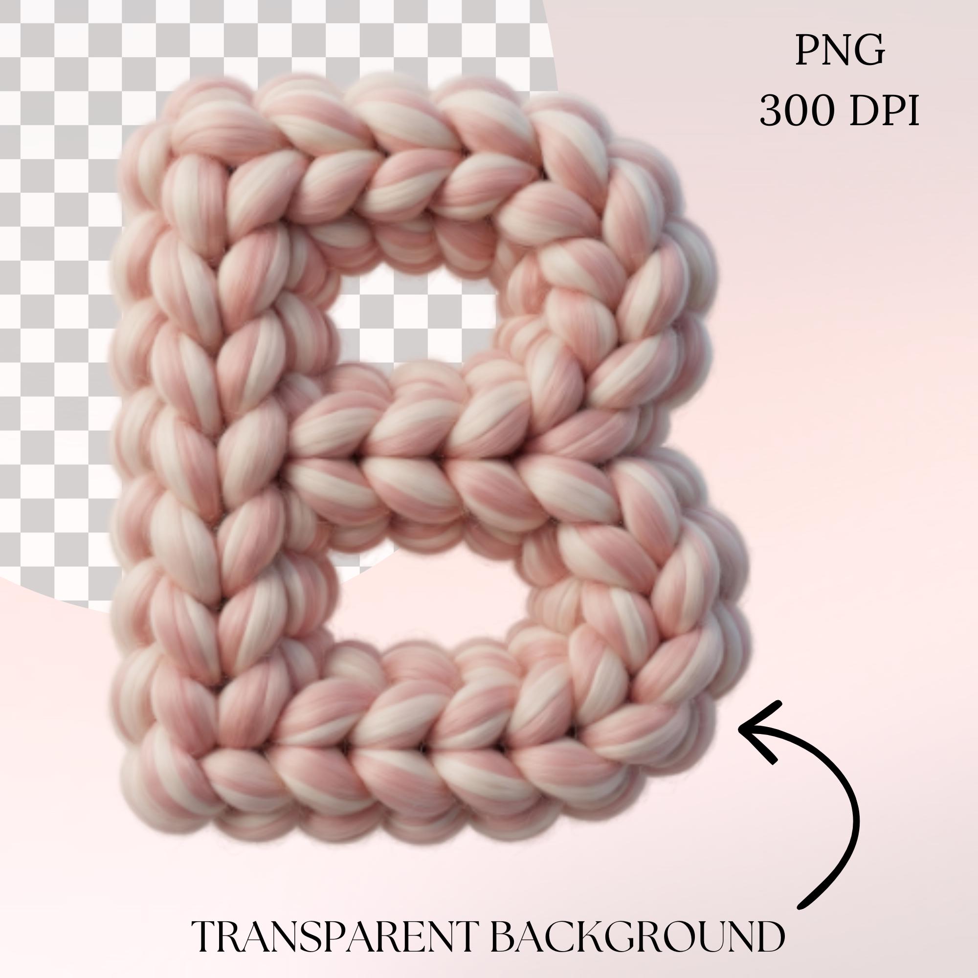 Pink Chunky Knit Alphabet PNG | Braided Wool Letters | Pastel Digital ...