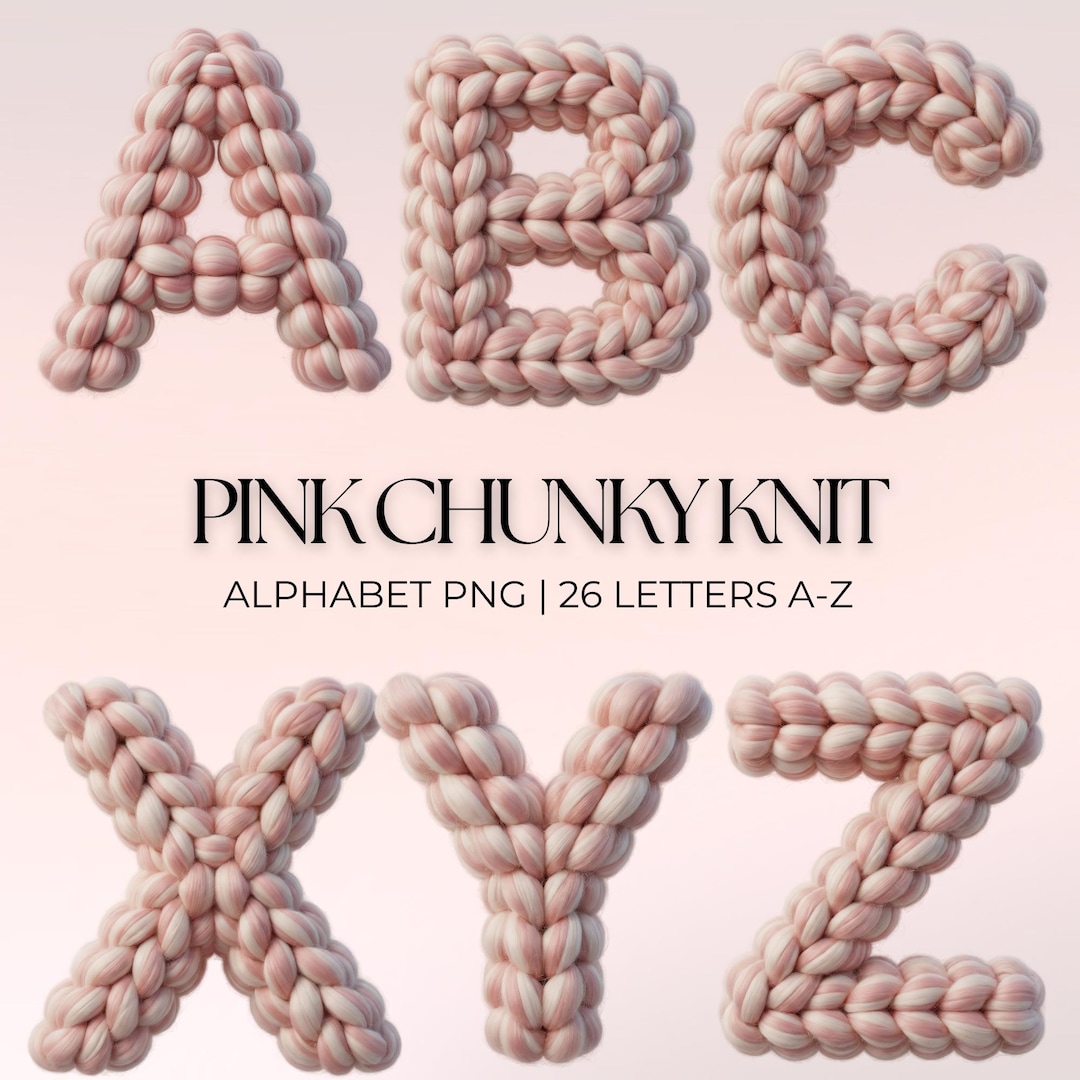 Pink Chunky Knit Alphabet PNG | Braided Wool Letters | Pastel Digital ...