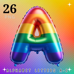 LGBTQ+ Pride Alphabet - LGBT Pride Buchstaben - LGBT Pride Folienballon Alphabet - Regenbogen Alphabet Schriftzug - Digitaler Datei Download