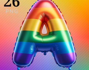 LGBTQ+ Pride Rainbow Foil Balloon Alphabet (Digital File Download)