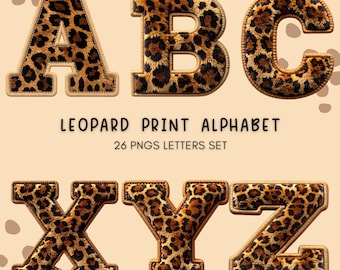 Leopard Print Letters | Cheetah Chenille PNG | Animal Print Font Digital Clipart Monogram Set