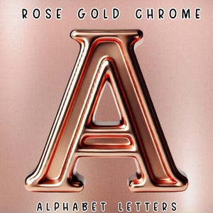 Alfabeto cromato in oro rosa, lettere cromate rosa Png, alfabeto metallico PNG, alfabeto in lamina d'oro, lettere in lamina d'oro rosa, download digitale