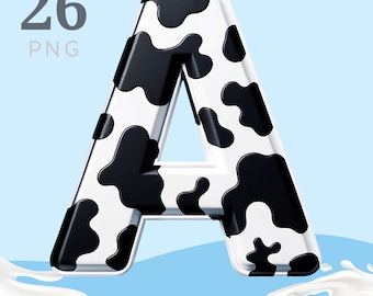 Cow Print Alphabet Letters: Animal Fonts PNG (Digital Download)