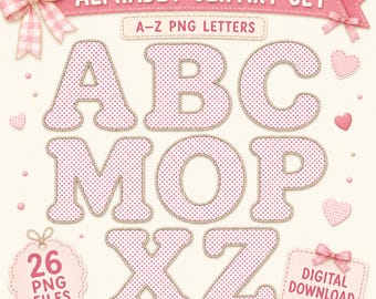 Pink Polka Dot Alphabet PNG, Pearl Letter Clipart A-Z, Initial Monogram Set, Nursery Birthday Sublimation Digital Download