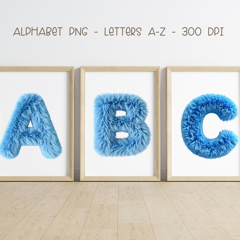 Blue Fluffy Alphabet Clipart | 3D Furry Font PNG | Fur Letters ...