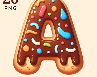 Sprinkle Cookie Alphabet: Chocolate PNG Letters (Digital Download)
