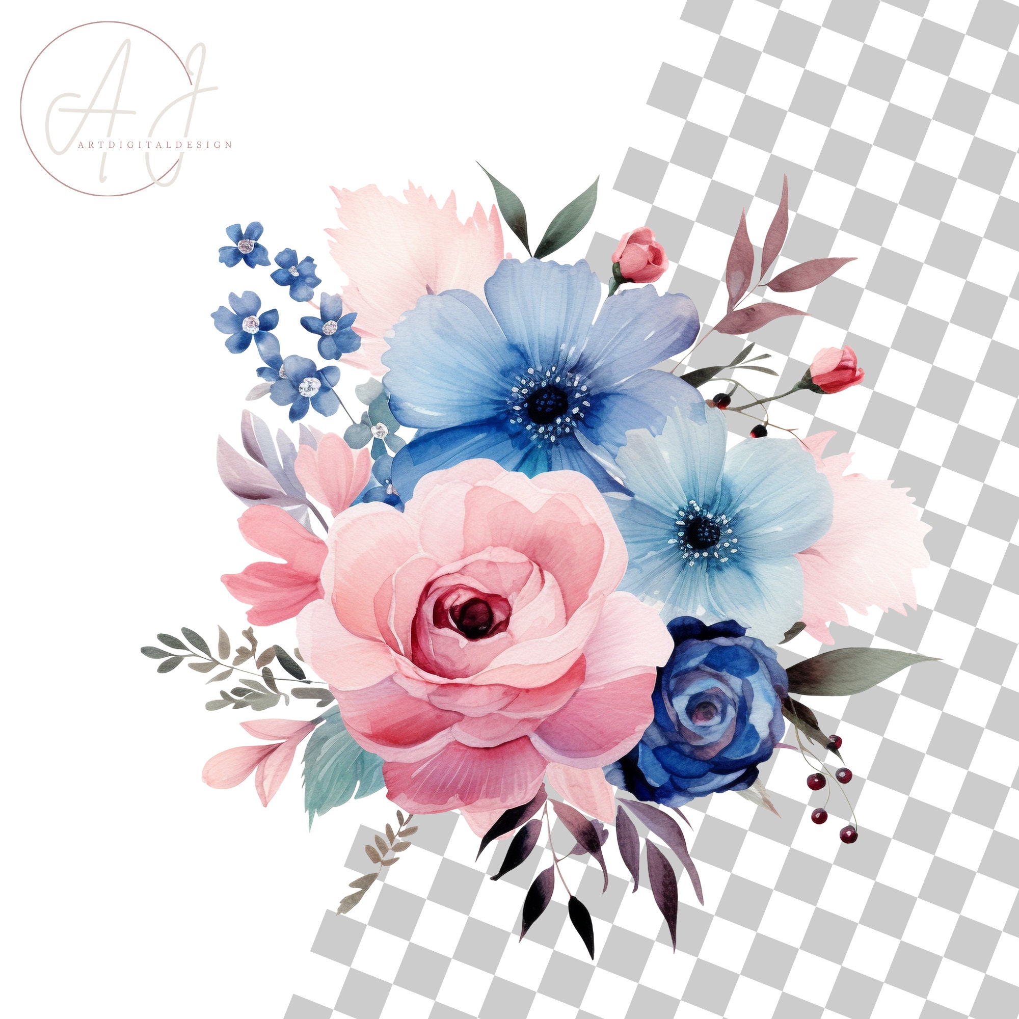 Pastel Watercolor Floral Clipart, Floral Clipart, Wedding Clipart