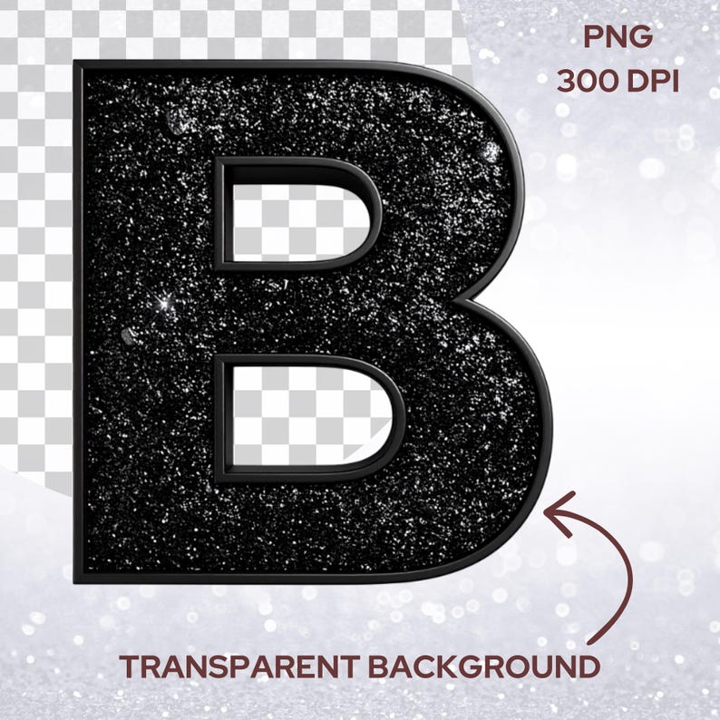 Textured Letter B Black Glitter Alphabet Letter, Sparkly Monogram PNG, Luxury Diamond ...