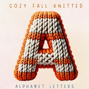 Diseño de sublimación de alfabeto de punto, letras PNG de hilo acogedor, diseño de alfabeto acogedor, letras de textura de punto, letras PNG de crochet