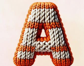 Knitted Alphabet PNG: Cozy Yarn Letters Sublimation Design (Digital Download)