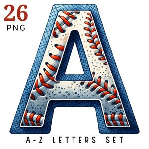 Baseball PNG, Doodle Letters, Baseball Clipart, Baseball Alphabet, Baseball Png, Alphabet Bundle Png, Hand Drawn Doodle, Sublimation Set