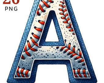 Baseball Alphabet PNG: Doodle Letters Clipart (Digital Download)