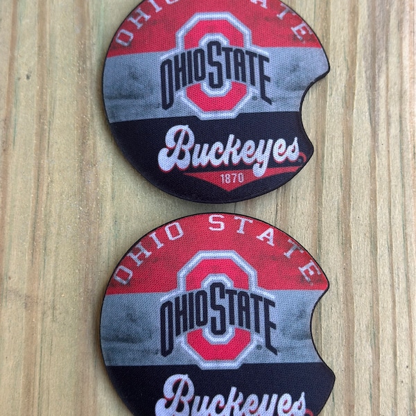 Ohio State University Car Coasters, Ohio State Football, Car Coasters Set of Two, Interior Car Decor, Car Cup Holder, Buckeye Fans Gift