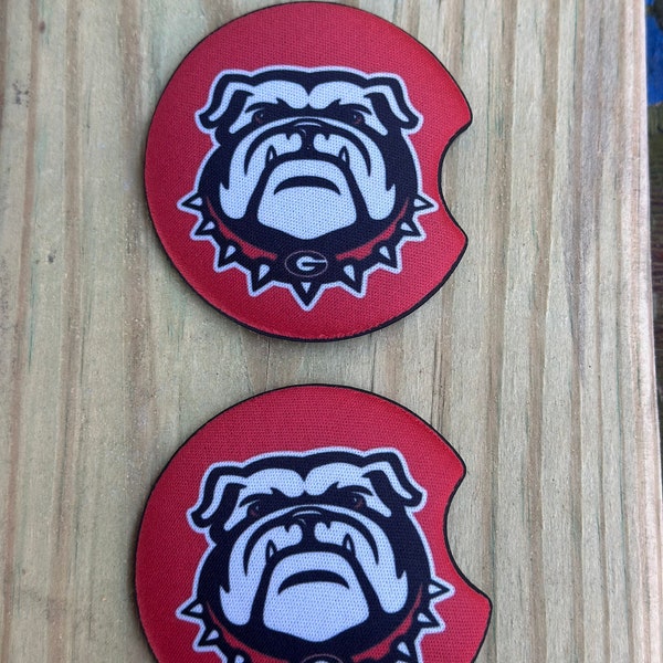 Georgia Bulldogs Car Coaster, University of Georgia Gift, Car Coasters Set of Two, Car Interior Decor, UGA Bulldog Gift, Gift Under 10