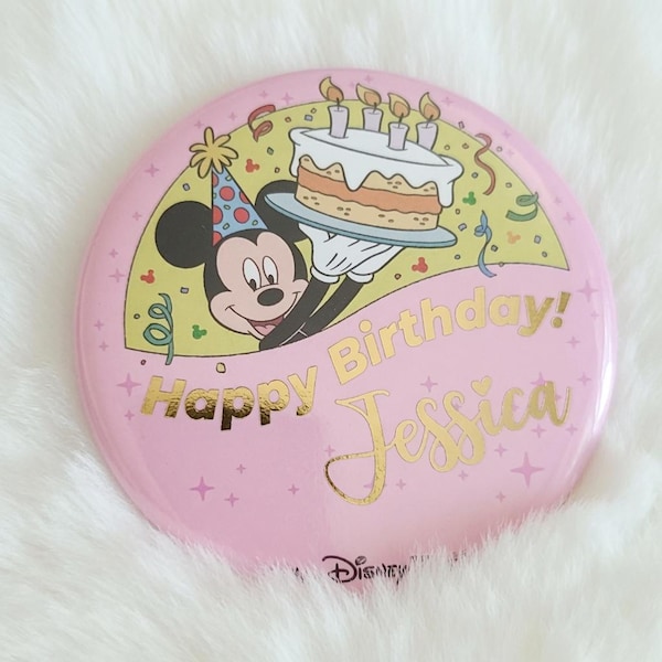 Personalized Birthday Foiled Premium Magical Inspired Pinback Buttons | Character Pins | 1.25” & 2.8” Sizes | Bag Decor, Collector Pins
