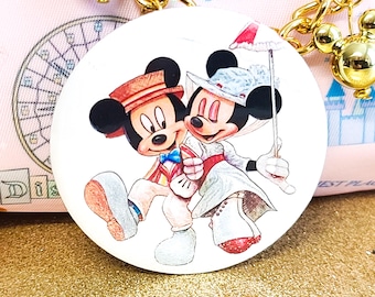 Vintage Dapper Magical Theme Park Inspired Pinback Buttons | Fairytale Character Pins | 1.25” & 2.8” Sizes | Bag Decor, Collector Pins