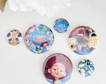 Vintage Toy Story Button Badge Set | Princess Button Collection | Inspired Buttons | Theme Park Bag Accessories | Badge Set