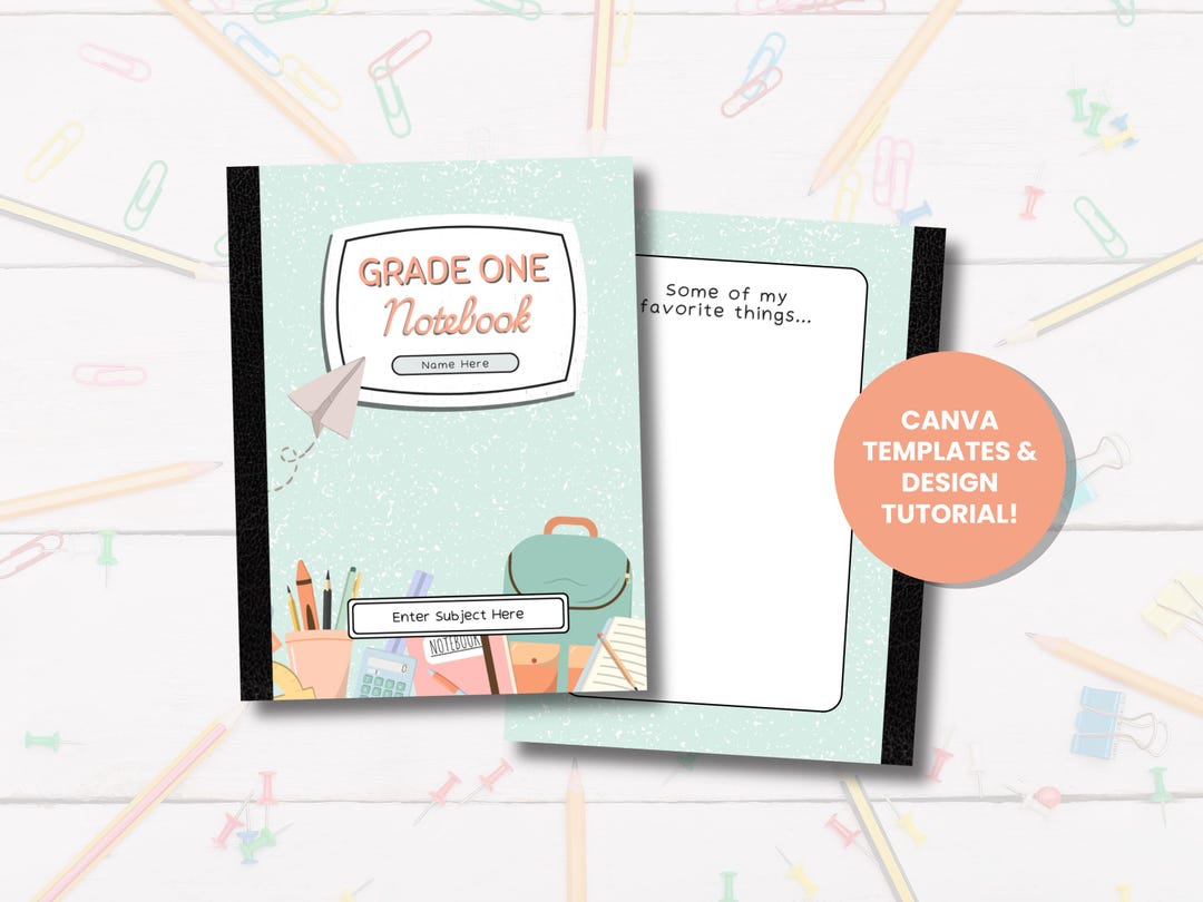 Composition Notebook Cover Template | Editable Canva Template | Back to ...
