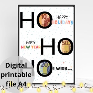 Regalo de dinero de Navidad / Regalo de dinero DIY para recortar / Regalo de Navidad para imprimir / Regalo de Navidad / Póster de descarga digital / regalo de dinero diy