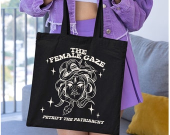 The Weiblicher Blick Tote Bag Versteinern des Patriarchy Feministische Tragetasche Starke Frauen Geschenk Große Feministische Tote Feministische Geschenk Feminismus Tote Bag Woke