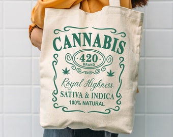 Reusable Cannabis Tote Bag Aesthetic 420 Gifts Canvas Beach Bag Gifts for Stoner Weed Tote Bag Marijuana Shopping Bag Birthday Gifts for Him