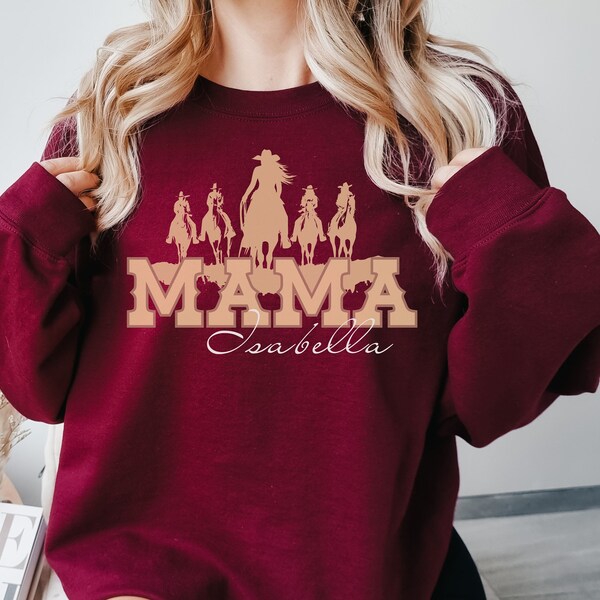 Personalisiertes Mama Sweatshirt Pferdeliebhaber Geschenk Reitshirt für Frauen Pferde T-shirt Geschenk für Mama Cowgirl Geburtstagsgeschenk