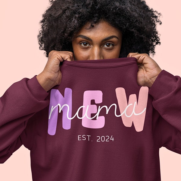 Nieuwe mama Est. Pulli Personalisiertes New Mama Sweatshirt Individuelles Est Datum Geschenk voor Mama Personalisiertes Geschenk voor Muttertag