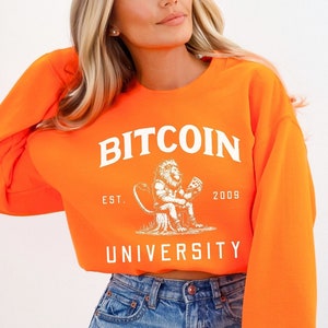 Bitcoin Sweatshirt Crypto Lover Engagement Gift for Nerds Bitcoin University Sweater College Crewneck Gift for Bitcoiner BTC Tee Crypto Gift